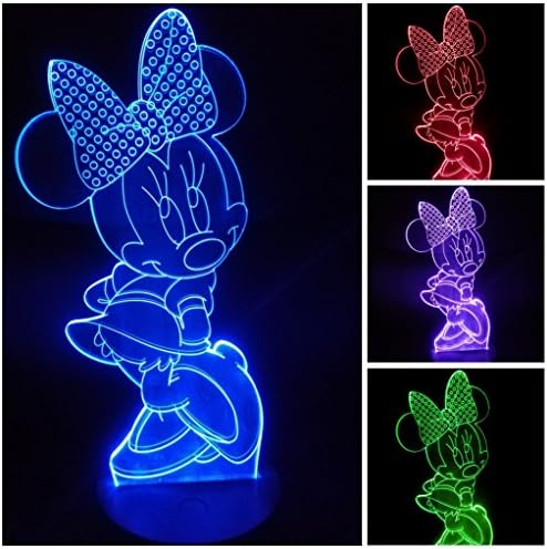 3D Night Light Table Desk Lamp Minni 7 Colors 3D Optical Illusion Lights-with Acrylic Flat &amp; ABS Base &amp; USB Charger Home Decoration Best Gift for Girls
