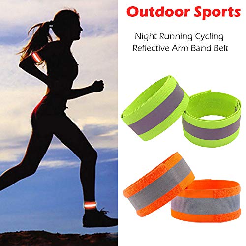 Fine Reflective Bands, Adjustable Reflective Armband Arm Wrist Ankle Leg Band,High Visibility Reflective Tape Strap for Clothing Biking and Safety Night Walking (Green)