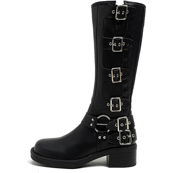 【ACLENT】Round buckle long boots Top Moda Womens Page-22 Tall Knee High Round Toe Buckle