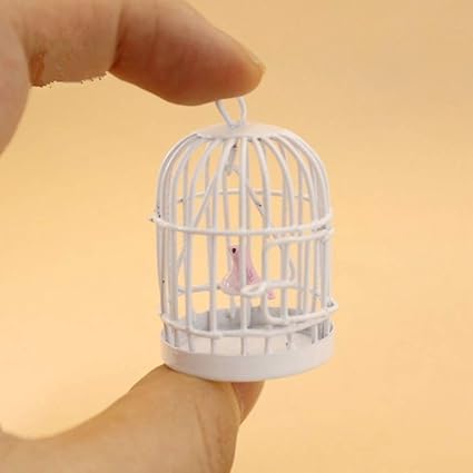 Leoie Mini Metal Bird Cage Kids Play House Toy for 1:12 Doll House Random Color