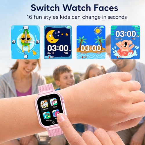 iCHOMKE Kids Smart Watch, Girls Boys Smartwatch with 26 Games Camera Video Recorder Player,Pedometer,Birthday Christmas Learning Toys Gifts For 4-10 Years Children (Pink)
