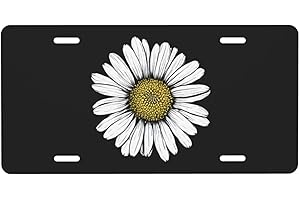 CFPOLAR Retro Daisy License Plate, Decorative Car Front License Plate, Aluminum Novelty License Plates Vanity Tag Metal Car Plate for Women Men 6 X 12 Inch