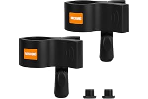 Micfuns 2 Pcs Upgraded Microphone Clip, Adjustable Mic Holder for Microphones with Outer Diameter Between 32mm and 60mm (2)