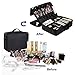 SONGMICS Portable Makeup Train Case 3 Layer Cosmetic Travel Storage Organizer Bag with Dividers and Brush Pockets Black UMUC15B
