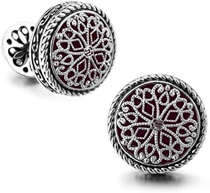 Men's Silver & 18K Gold Plated Round Whale Back Closure Cufflinks