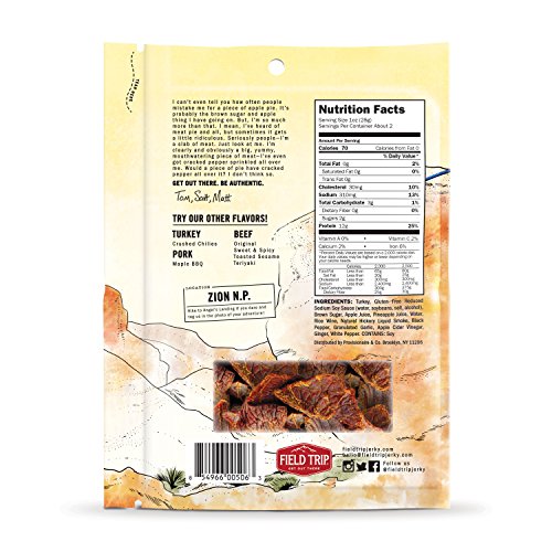 Field Trip All Natural Turkey Jerky, Cracked Pepper, 2.2 Ounce