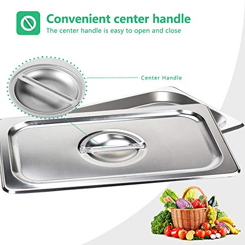 image for Kitma 1/9 Size Stainless Steel Solid Steam Table Pan Cover, Pan Lids, 