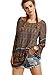 Milumia Women's Vintage Print Bell Sleeve Long Tops Loose Blouse