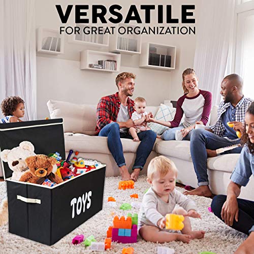 Woffit Toy Storage Organizer Chest for Kids & Living Room, Nursery, Playroom, Closet etc. - Extra Large Collapsible Toys Bin with Flip-top lid for Children & Dog Toys, Great Box for Boys and Girls