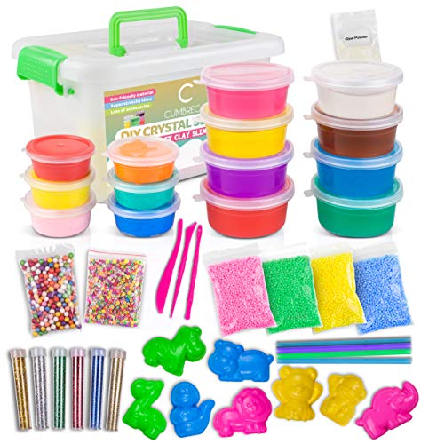 DIY Slime Kit 27oz + Fluffy Soft Clay Slime for Girls or Boys, Ultimate Crystal Slime Making Kit, Slime Supplies and Add Ins, Slime Containers, Foam Balls, Fishbowl Beads, Fruit Slices, Craft Kit for