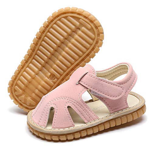 LAFEGEN Baby Boy Girl Squeaky Summer Sandals Non Slip Soft Sole Closed Toe Infant Toddler First Walker Crib Shoes