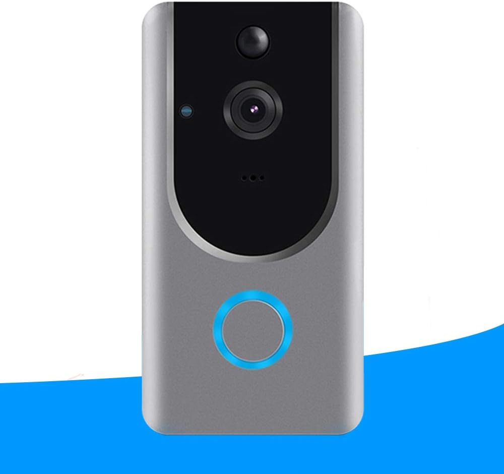 Smart Wireless WiFi Video Doorbell HD Security Camera with PIR Motion Detection Night Vision Two-Way Talk and Real-time Video Suitable etc … (Grey) (Video Door Bell)