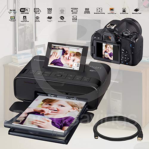 Canon SELPHY CP1300 Compact Photo Printer (Black) with WiFi w/ 2X Color