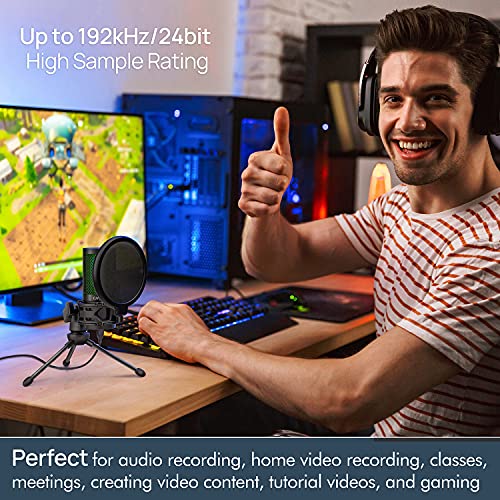 USB Microphone, CMTECK XM550 Podcast Microphone with Pop Filter & Mute Button, Compatible