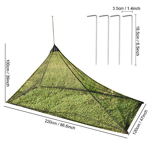 OTraki Camping Mosquito Net for Single Sleeping Bag Travel Portable Anti Mosquito Nets with Carry Bag 4 PCS Stakes Outdoor Insect Netting Cover Canopy Lightweight Mesh Tent Black - Thumbnail 6