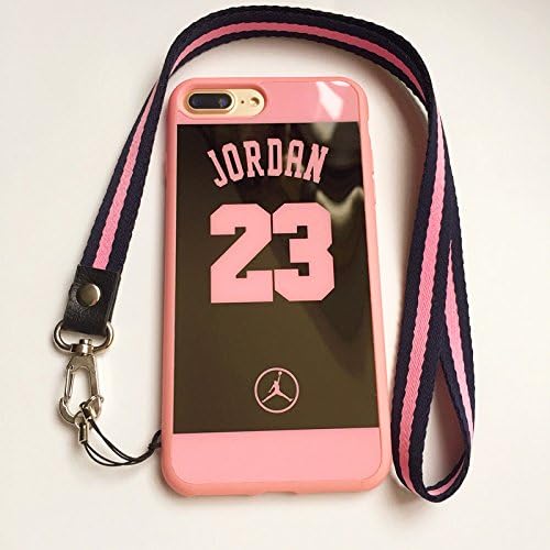 iPhone 7 Plus Jordan 23 Case,Reflective Mirror Case Jumpman Cover with Soft Neck Lanyard.Shockproof Resistant Case for iPhone 7 Plus Case 5.5 Inch. (Pink Case)