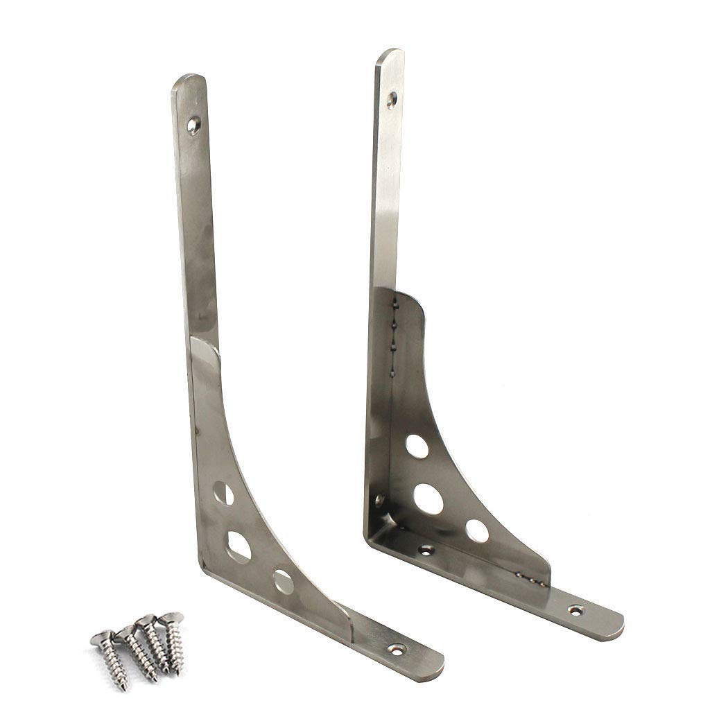 300x155mm Heavy Duty Shelf Brackets Stainless Steel Triangle Shelf Supporters Wall Mounted Corner Brackets with Screws (2 Pieces)
