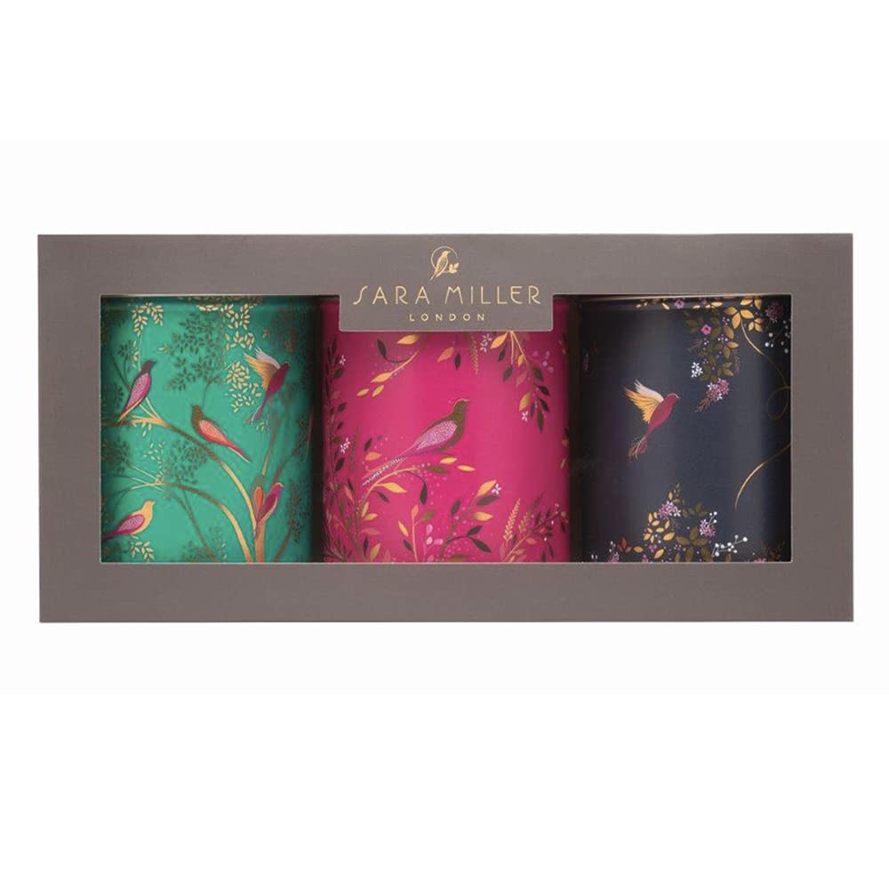 Elite Gift Boxes Sara Miller Chelsea set of 3 round tin caddies 330 x 120 x 160mm