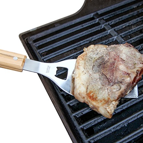 Upright Bass Wooden Accessories Company Grill Spatula - Wood Grill Spatula with Laser Engraved Design - Long Stainless Steel BBQ Spatula