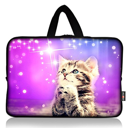 AUPET Cute Wish Cat Universal 7~8 inch Tablet Portable Neoprene Zipper Carrying Sleeve Case Bag