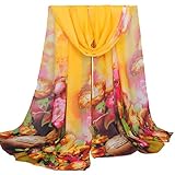 Datework Women Long Soft Wrap Shawl Chiffon Scarf (Yellow)