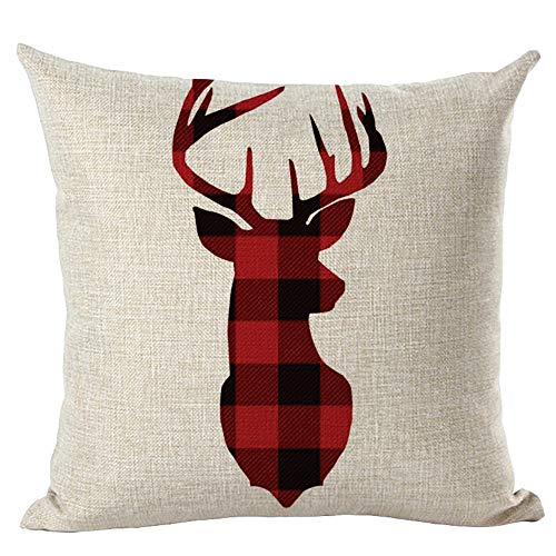 Clearance! Christmas Pillowcases, Christmas Deer Linen Cushion Cover Pillow Case Sofa Bed Home Decoration Festival Pillow Case Cushion Cover (H)