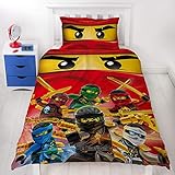 Lego Ninjago Collective Design Single Duvet Cover | Reversible Two Sided Bedding Featuring Master Builder Llyod, with Matching Pillow Case, Multi Coloured, 200 x 135cm