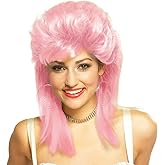 Swiking Pink Mullet Wigs for Women 70s 80s Rocker Shoulder Length Hair Shaggy Layered Fluffy Wig Cosplay Halloween Costume Replacement Wigs(Pink