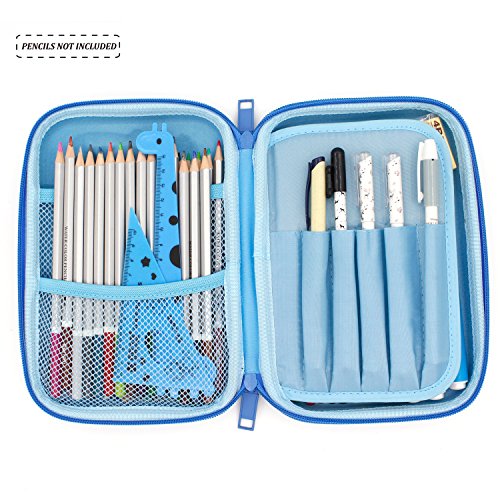 Monsters School Boys Hardtop Pencil Case Holder - Cool Toddlers Kids Pencil Box Pen Bag (Light Blue) - Thumbnail 4