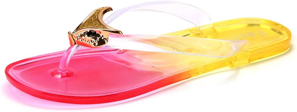 QIMAOO Flip Flops Thongs, Stylish Jelly Flat Sandals, Breathable Clog Shoes Beach Slippers, Summer Indoor and Outdoor Slide Shoes for Women Men Girls Boys