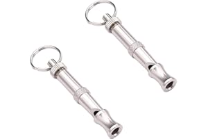 Crovakeu 2 - Pack Silver Adjustable Ultrasonic Dog Whistles - Portable Supersonic Pet Training Whistles for Behavior Aids