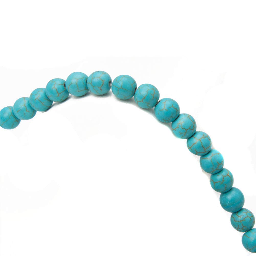 Round Shape Stone Loose Beads Gemstone DIY Bracelet Necklace for Jewelry Making (Synthesis Blue Turquoise, 10mm) โ image 1