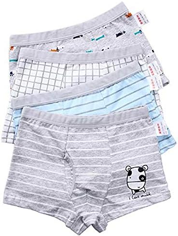 Pulchram 4 Packs of Cotton Boy Boxer Shorts Toddler Boy Underwear Baby Short Panty for 2-12 Years