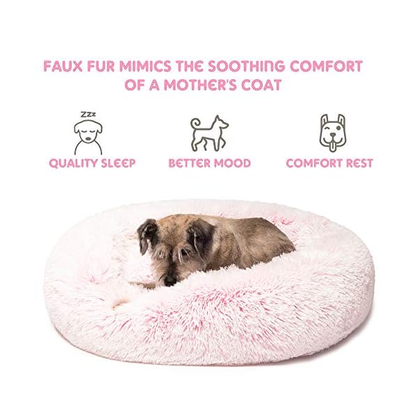Cute Snuggle Pink Dog Bed Cuddler Round Donut Pet Beds For Small Cat To Medium Dogs Small Pink Dog Supplies Online