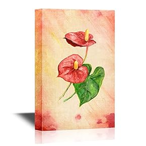 Leaf and Floral Abstract Flower on Watercolor Style Background