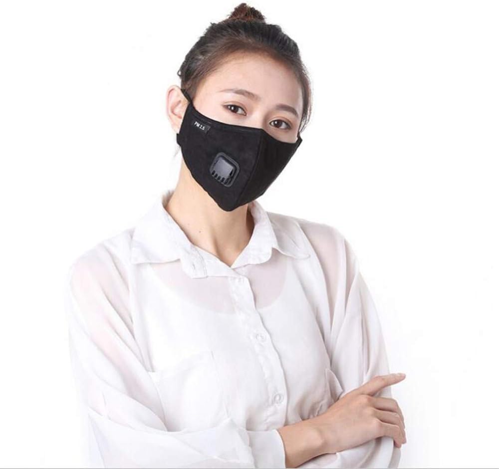 d1HhgJ Lovers U Pm2.5 Leather Respirator Anti-Haze Masks Pure Color Dustproof Masks Black