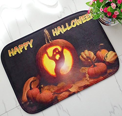 CountyLinen Doormat Happy Halloween Mats Home Décor Rugs for Indoor Outdoor Party with Non-slip Back - Pumpkin E