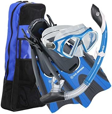 US Divers Admiral Dry Snorkeling Set Large/XL (mens 9-13) Blue