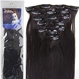 Lilu 20''7pcs Fashional Clips in Remy Human Hair Extensions 24 Colors for Women Beauty Hot Sale (#1B- off black) by Lilu