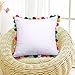 NSSONBEN White Pom Pom Pillow Covers - Soft Velvet Decorative Cushion Cases for Couch Home 16 x 16 Inch Set of 2 (White)