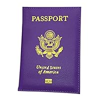 Bjduck99 Leather Passport Holder Case for Travel Men, Purple, Size One Size