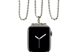 USEE TECH Stainless Steel Chain Necklace Smartwatch Band 42mm Series 3 2 1 / 44mm Series 4 New Polished Silver Metal Twisted Style Rope Neckband Replacement Accessories Wearable Technology Women Men