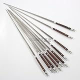 ThaiPride BBQ Skewers Kebab Kabob Grilling Stick Set 10 Pcs Flat Stainless Steel