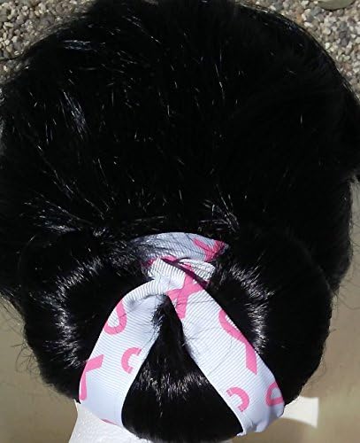 Pro Hair Bun Maker Set ~ 1 Lrg / 1 Sml - White Ribbon with Pink Breast CA ribbon emblem. Fun ~ Easy ~ Comfortable ~ Sophisticated Elegance. Preferred by Professional Women and Athletes. Bun It Up