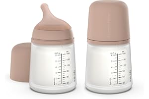 Suavinex Zero Zero Anti Colic Baby Bottle, No 1 Spanish Baby Bottle Brand, Minimizes Bottle Rejection & Nipple Confusion, Perfect for Combo Feeding, 2pk, 6oz/180mL, Medium Tone, Adaptable Flow Nipple