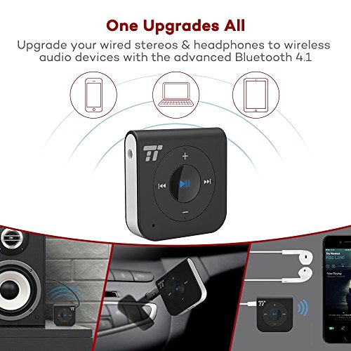 image for 15 Hour Bluetooth Receiver/Bluetooth Car Kit, TaoTronics Portable Wire
