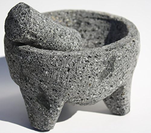 Hand Carved Mexican Molcajete - Guacamole Mortar and Pestle and Salsa Maker - Make Countless Authentic, Flavorful and Mouthwatering Dishes - 8.5 Inch by Arte Especiale