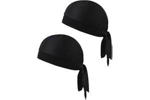 Oslynia 2 Pcs Durags for Men, Stretch Durag Daily Wear, Sweat Wicking and Cooling Bandanas for Men, Breathable Comfort Skull 