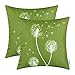 CaliTime Pack of 2 Canvas Throw Pillow Covers Cases for Couch Sofa Home Decoration Solid Dandelion Print Both Sides 18 X 18 Inches Olive Green