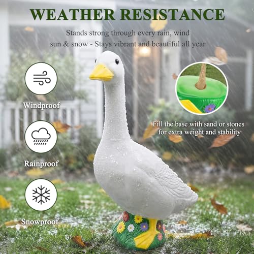 Hofriyo 23 Inch Large Porch Goose Statue - PE Plastic Outdoor Goose Decor for Lawn, Yard, & Garden Decoration, Unique Housewarming Birthday Graduation Gifts for Women Mom Grandma